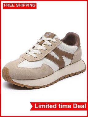Platform Sneakers Breathable Suede Non-Slip Walking Tennis Shoes